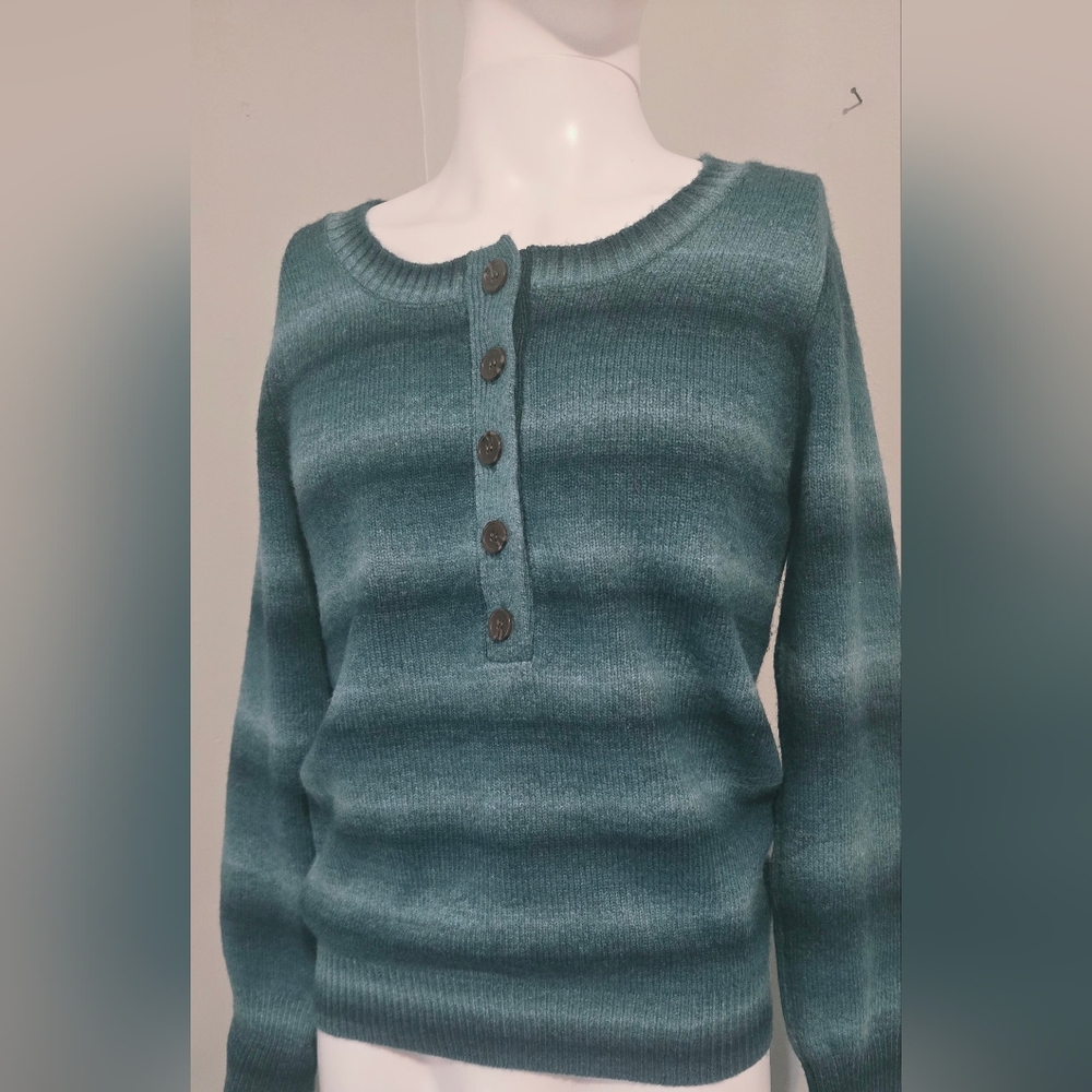 Natural Reflections Teal Button-Up Sweater Women's Medium